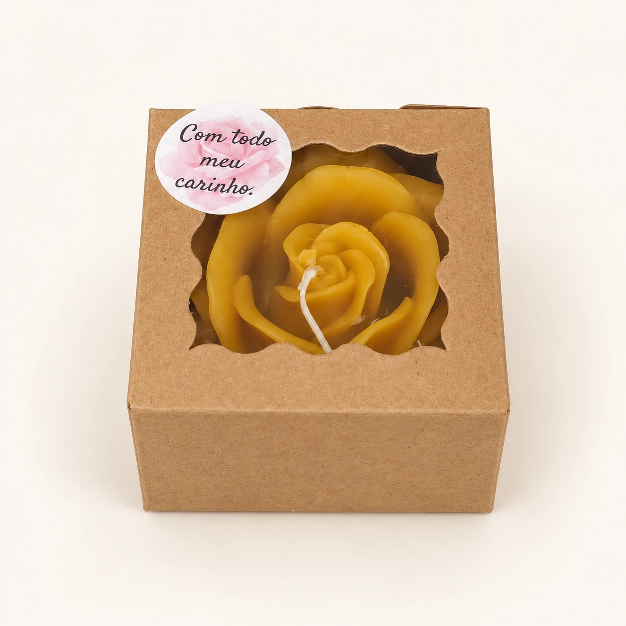 Vela de cera de abelha — Rosa com embalagem