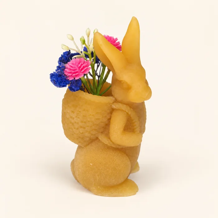 Vela de cera de abelha — coelhinho com flores